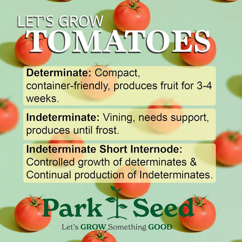 Pack 10 Park Seed Cherry Tomato Seeds, Planting Vegetables, Easy to Grow, Non-GMO, Variety of Colors and Sizes, Spring