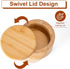 Husfunov 6 Bamboo Salt Cellar, Magnetic Swivel Lid Salt Box, Round Container for Storing Pepper Sugar Herbs, Ounce