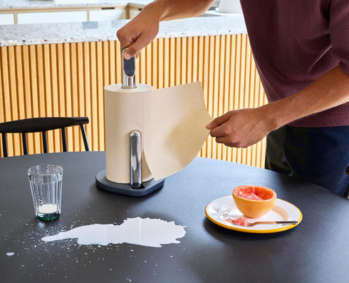 5.5" Joseph Joseph Hold Easy-Tear Paper Towel Kitchen Roll Holder, Weighted, Non-Slip Base, Fits up to Diameter Rolls