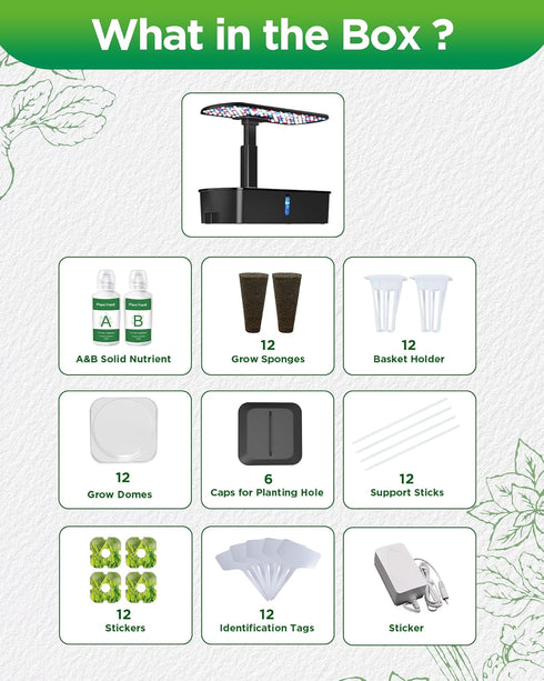 24W Adjustablewith,12 Hydroponics Growing System Kits,Smart Indoor Herb Garden with LED Grow Light Planting Height Pods