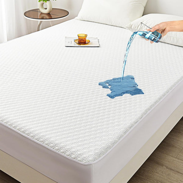 Mooreeke Premium Full Size Nylon Mattress Protector - 100% Waterproof, Naturally Cooling, Fitted Cover for Up to 14"