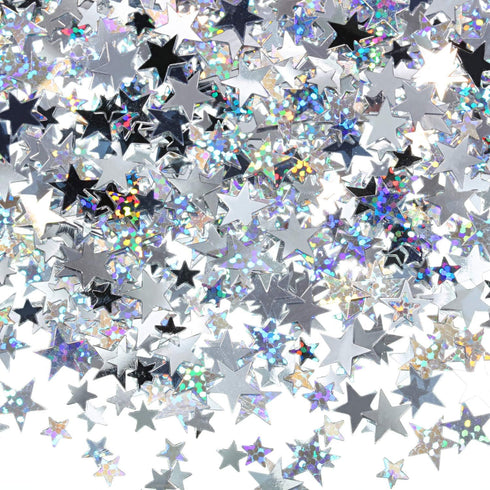 Hestya 60g Star Confetti Glitter Table Confetti for Party, Wedding, Festival Decorations (Silver Set, 10mm and 6mm)