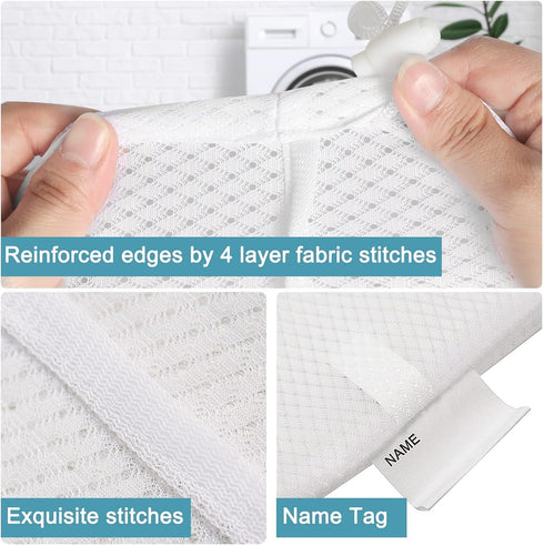 Polecasa Heavy Duty Diamond Mesh Laundry Bags with Drawstring Closure and ID Tag, Large Laundry Hamper Liner, Washable