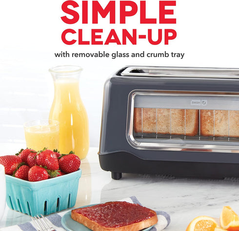 DASH Clear View Toaster: Extra Wide Slot Toaster with See Through Window - Grey