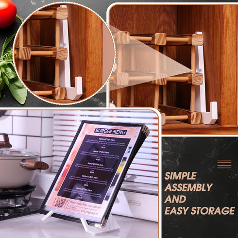 Acrylic Cookbook Stand for Kitchen Counter, Multifunctional Recipe Book Holder, 6.5 x 8.5 Inches (White)