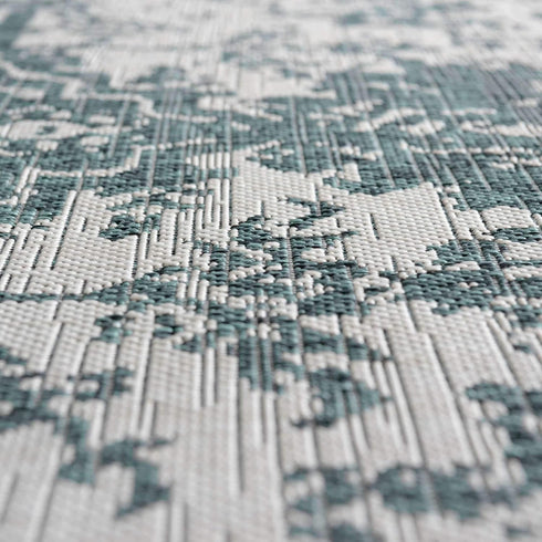 Unique Loom Outdoor Collection Area Rug 2' x 3' 1' Rectangle Teal/Ivory
