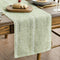 Artoid Mode Sage Green Rustic Cotton Linen Table Runner, Seasonal Embroidered Hollow