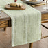 Artoid Mode Sage Green Rustic Cotton Linen Table Runner, Seasonal Embroidered Hollow