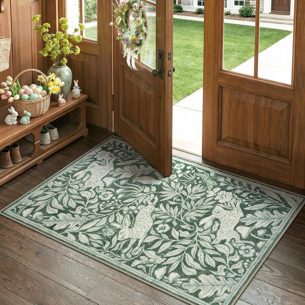Lahome Nadine Rabbit Entryway Rug 3x5, Soft Animal Washable Area Rug for