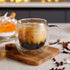 12oz Mugs(4-pack),Large CNGLASS Double Walled Glass Coffee Clear Coffee Cups with Handle,Glass Espresso Mugs