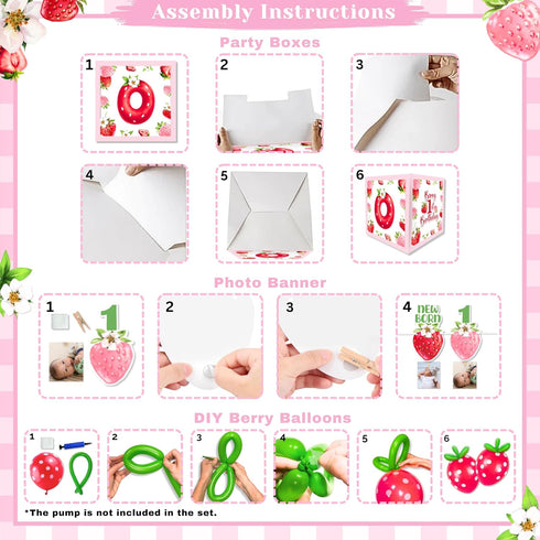 Set 1st RainMeadow Premium Berry First Birthday Decorations - Strawberry Birthday Decorations Girl with Banner