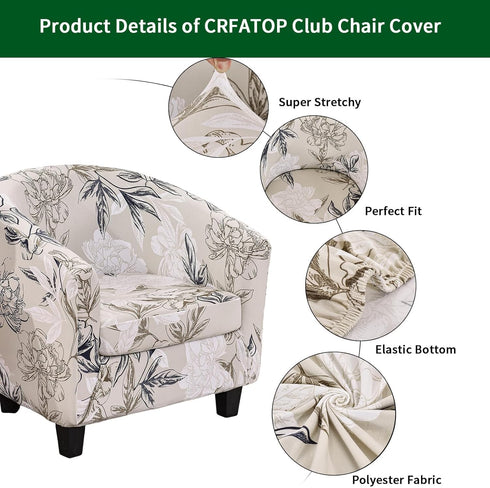 2 Room,D11 CRFATOP Piece Club Chair Slipcover Stretch Barrel Chair Covers Printed Tub Chair Slipcovers Soft Armchair