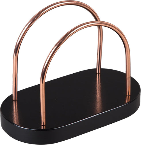 Wood Napkin Holder for Tabletop, Chestnut Wood with Black Copper Wire, Tissue Paper Dispenser