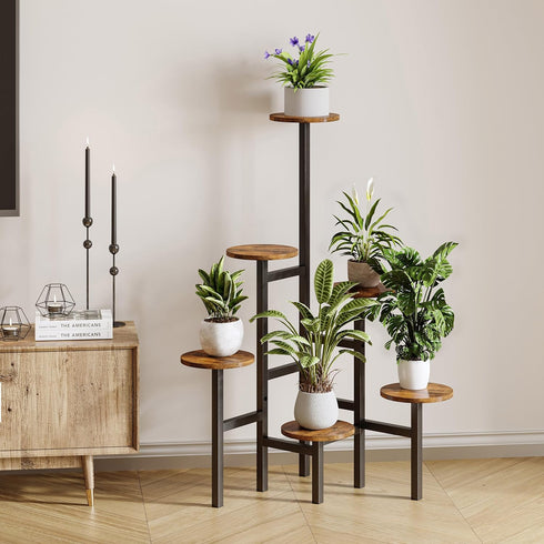 YAUKTAK 6 Brown)GPS514R Tier Corner Plant Stand Indoor Outdoor, Tall Large Plant Shelf for Multiple Plants, Tiered