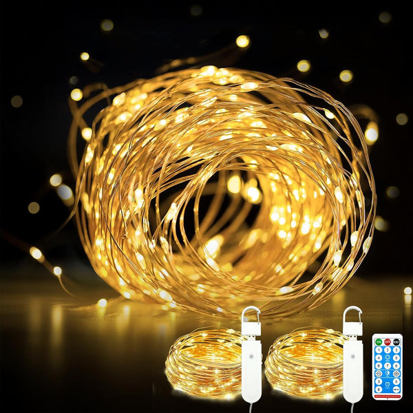 Rechargeable Fairy Lights Battery Operated, 33ft 100 LEDs String Lights with Remote,