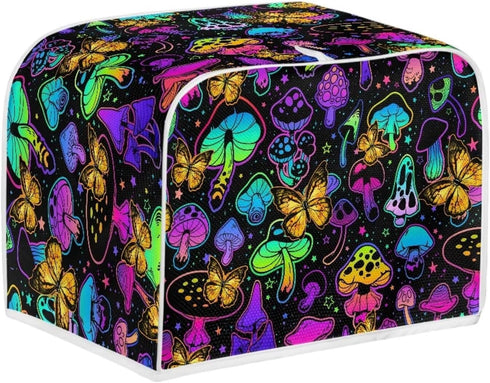 Gomyblomy Mushroom Butterfly Toaster Cover, Polyester Fabric Dustproof Cover for Kitchen, Washable Microwave Oven