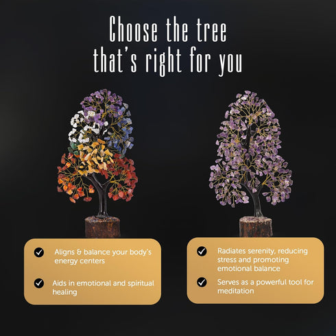 FASHIONZAADI 7 Chakra Tree of Life with Crystals and Healing Stones - Positive Energy Decor and Spiritual Gifts for