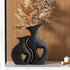 Black Ceramic Vase Set of 2,Filled with Love,Modern Minimalist Bohemian Vases Home