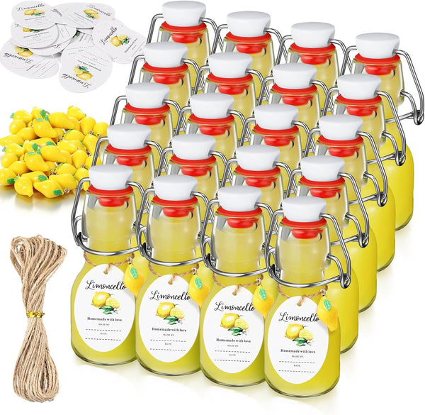 20 Sets Swing Top Glass Bottles with Tags and Twine Rope Airtight