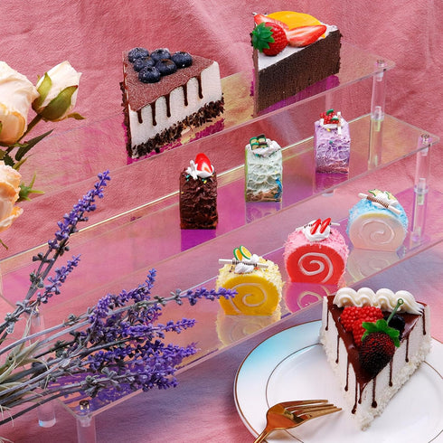 3 Makeup(15.75" 7.28" 5.91") MY MIRONEY Tier Acrylic Riser Display Shelf Iridescent Display Stand Figurines Decoration