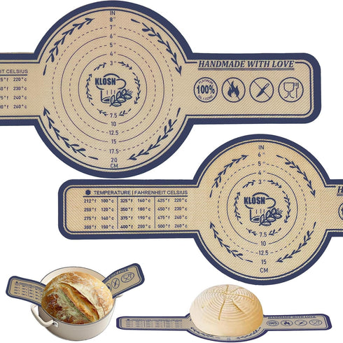 KLOSN Sourdough Bread Baking Mat, Large & Small Silicone Bread Sling for Dutch Oven, 500°F Heat-Resistant