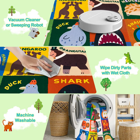 Ythropon Playroom,4x6 Kids Rugs for Feet Upgrade Ultra Non Slip Area Rug, Washable Play Mat Rug Cute Animal Carpet