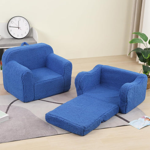 MOMCAYWEX Kids Snuggly-Soft Sherpa Chair, Cuddly Toddler Foam Chair for Boys and Girls, Sky Blue