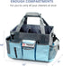 Grey-Blue Cleaning Caddy - Oxford Polyester, Adjustable 5 Compartments, Padded Carry Handle, Waterproof Interior for