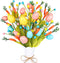 Easter Decorations, 6 pcs Easter Stems with Eggs Carrots and Berries, Artificial