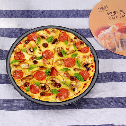 YIKANGHENG 6.5 Inch Round Black Iron Pizza Pan, Nonstick Coating for Cooking and Baking Pizza, Cookies, and More