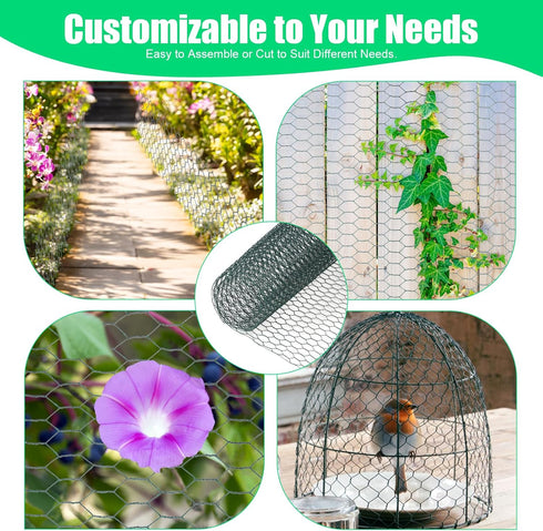 HANWRAPS 15.7 90.5 Inches, Chicken Wire, x Green, Hexagonal Mesh, Galvanized Metal Poultry Wire Netting for Crafts