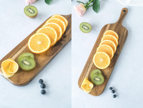 Acacia Wood Cutting Board with Handle, Small Size Charcuterie Board, 16'' x 4.7'' x 0.6'', BILL.F