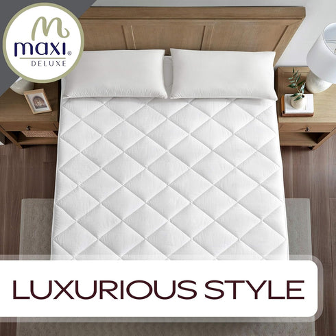 Maxi California King Mattress Pad - Luxurious Cotton Sateen Mattress Protector - Soft, Comfortable, and Breatheable