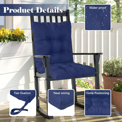 41.7"*20.8" High Back Outdoor Chair Cushions Waterproof Outdoor Patio Chair Seat Pad and Back Floral Rocking Chair