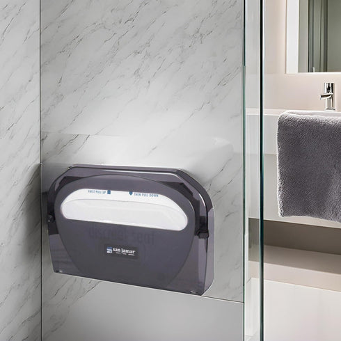 San Jamar TS510TBK Toilet Seat Cover Dispenser, Black Pearl
