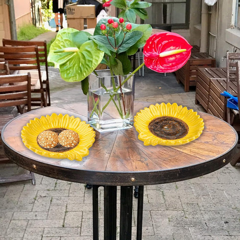 Sunflower Shaped Ceramic Spoon Rest, 2 PCS for Stove Top and Counter