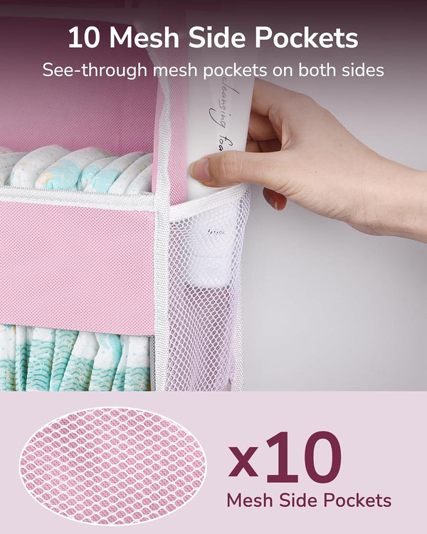 1 Pack 5 10 44 lbs ULG Over Door Organizer with Large Pockets Mesh Side Pockets, Weight Capacity Hanging Storage