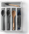 BINO 5-Slot Silverware Organizer, Small Frosted Cutlery Tray for Drawer, BPA-Free Plastic with Soft-Grip Lining