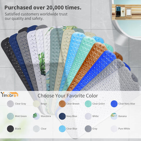 40 16 Inch, Yimobra Non Slip Bathtub Mat x Extra Long Shower Mat with Drain Holes, Machine Washable Baby Bath Mats