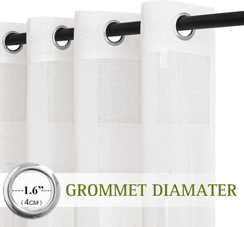 NICETOWN Semi Sheer Linen Curtains, Grommet Casual Window Treatment, 72" Long, Ivory, 1 Panel = 52" W, Sold by 2