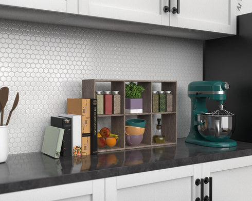 ClosetMaid Mini 6-Cube Desktop Storage: Wall Mount Organizer, Weathered Teak
