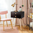 2-Drawer 4 Giantex Mid Century Modern Nightstand, Bedside Tables with Solid Wood Legs, Night Stand for Small Spaces