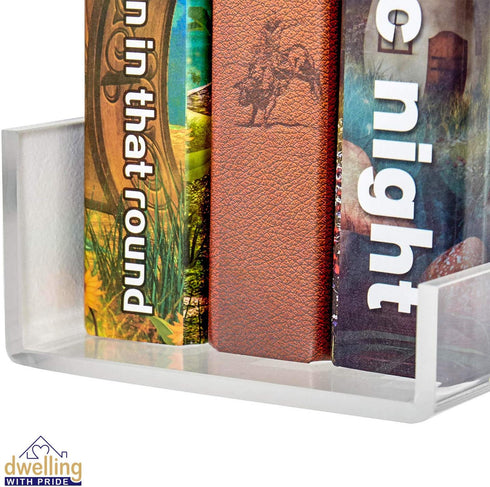 24 Inch (2Pack) Dwelling With Pride Acrylic Shelf - Acrylic Bookshelf for Toys & Books - Spice Rack & Floating Display