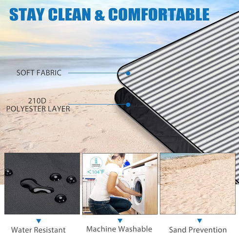 G GOOD GAIN Waterproof Picnic Blanket Portable with Carry Strap for Beach Mat or Family Outdoor Camping Party (Berry