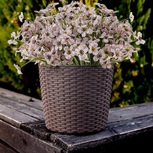 Artificial Outdoor Flowers, 8 Bundles UV Resistant Plastic Faux Violet Flowers for Garden Porch Window Box Decoration