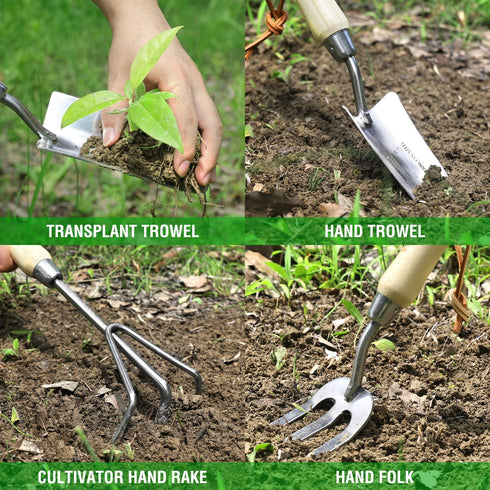 WORKPRO 7 Piece Garden Tools Set, Heavy Duty Stainless Steel with Wooden Handle, Gardening Gifts