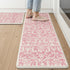 LEEVAN Pink Kitchen Mat Sets of 2, Vintage Distressed Anti Fatigue Memory
