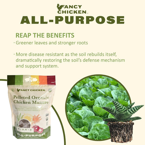 15lbs Fancy Chicken All-Purpose Manure - Pelleted Dried Organic Chicken Manure | All-Natural Plant Food | Ideal