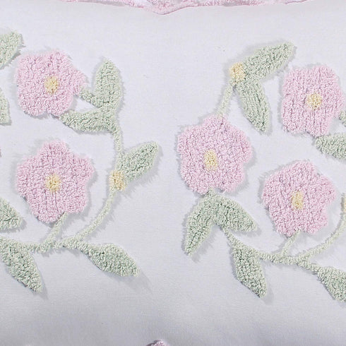 Better Trends Bloomfield Collection, Super Soft Lightweight Floral Design 100% Cotton Tufted Standard Sham, Rose