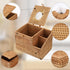 Sumnacon Tissue Box Square Cover with Storage, Rattan Holder with 2 Side Organizer for Bathroom Living Room